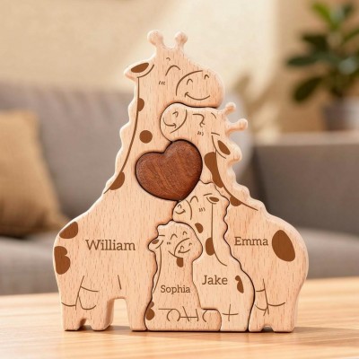 Personalized Wooden Giraffe Family Puzzle Family Keepsake Gifts Mother's Day Gift