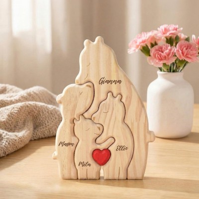 Personalized Wooden Bear Family Puzzle Family Keepsake Gifts Mother's Day Gift