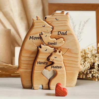 Personalized Wooden Bear Family Puzzle Family Keepsake Gifts Mother's Day Gift Ideas