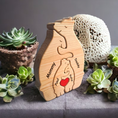 Personalized Wooden Bear Family Puzzle Family Keepsake Gifts Mother's Day Gift Ideas